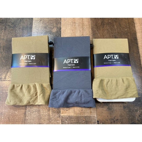 Apt. 9 Accessories - Apt 9 Wide Band Thigh High 1 Gray 2 Neutral Stockings Size Fits Medium Large M/L